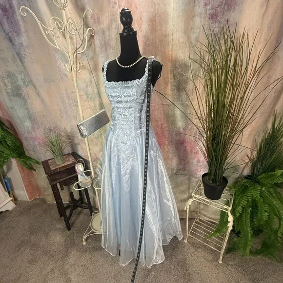 VTG📌 Aspeed Iridescent Organza 90s Fitted Corset-Style Bodice Prom Formal Gown - Picture 7 of 16